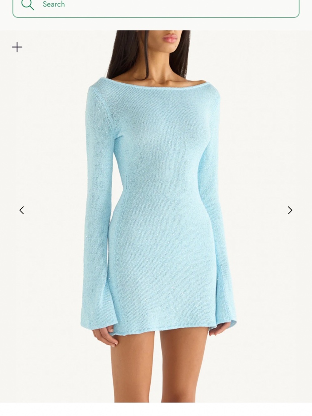 Asta Resort Maya Long Sleeve Mini Dress - Baia Blue Sequin XS